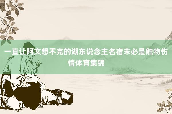 一直让阿文想不完的湖东说念主名宿未必是触物伤情体育集锦