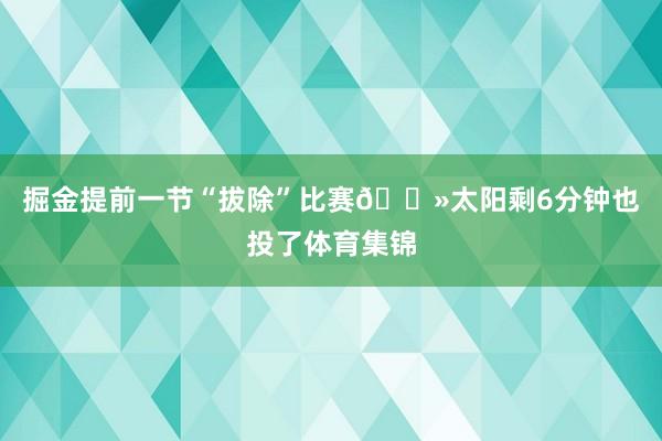 掘金提前一节“拔除”比赛👻太阳剩6分钟也投了体育集锦
