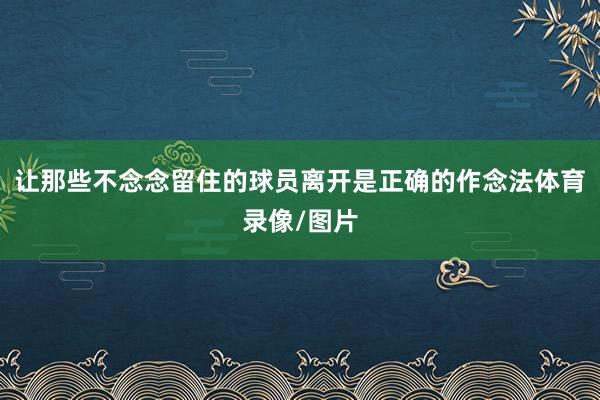让那些不念念留住的球员离开是正确的作念法体育录像/图片