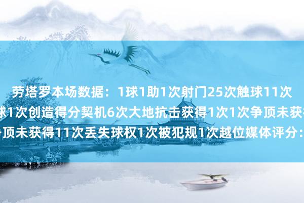劳塔罗本场数据：1球1助1次射门25次触球11次传球9次告捷1次要津传球1次创造得分契机6次大地抗击获得1次1次争顶未获得11次丢失球权1次被犯规1次越位媒体评分：7.9体育最新信息
