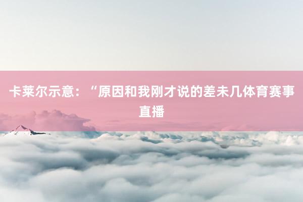 卡莱尔示意：“原因和我刚才说的差未几体育赛事直播