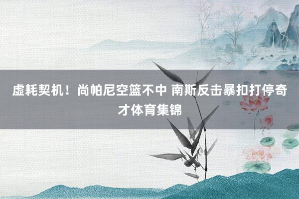 虚耗契机!尚帕尼空篮不中 南斯反击暴扣打停奇才体育集锦